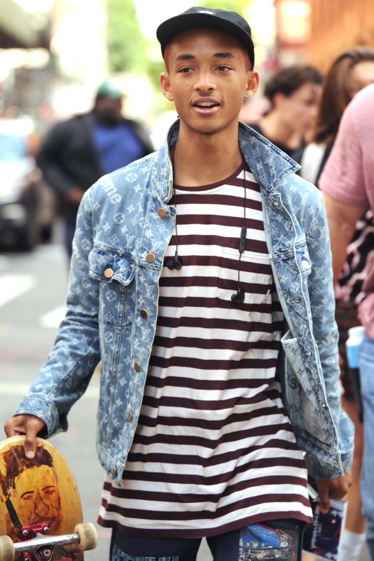 Jaden Smith wearing a long parka by Louis Vuitton. His best outfit