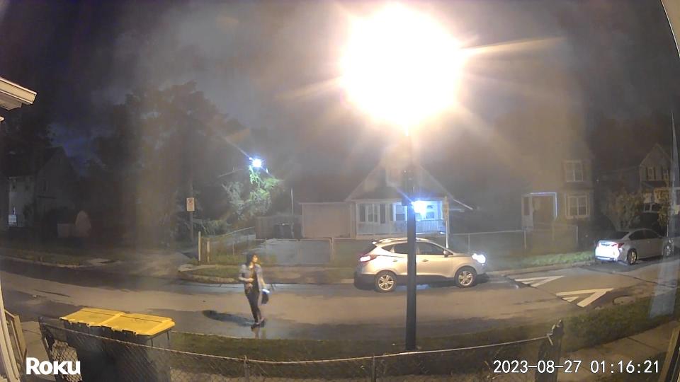 A still from a video showing Jakarah Lopez-Moore, 16, entering her residence on Weld Street. She left about 15 minutes later and never came home.