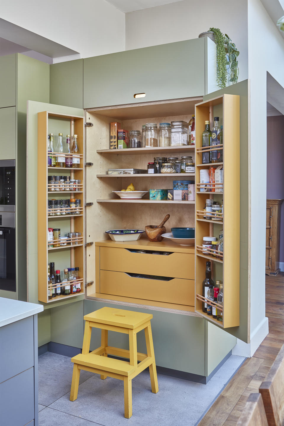 A yellow pantry