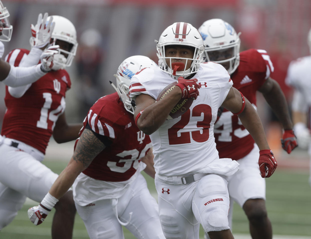 Jonathan Taylor has a chance to eclipse the 2,000-yard mark Saturday night.. (AP Photo/Darron Cummings, File)