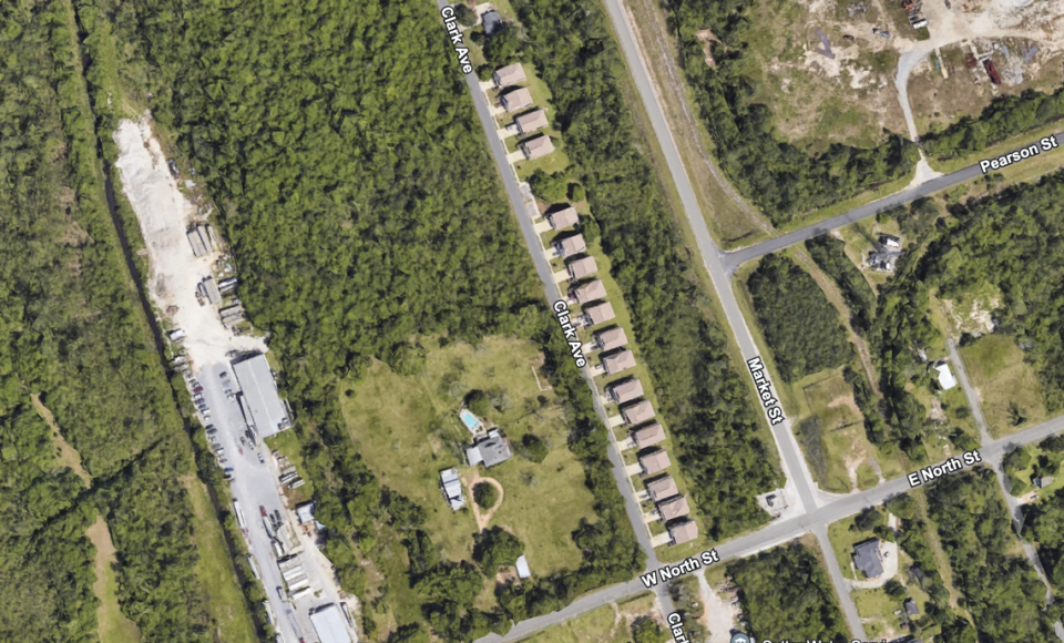 This aerial map shows Clark Street in Pass Christian, where a portion of North Street Villas is located, including the house resident Sarah Hampton and her family are vacating. Google Earth