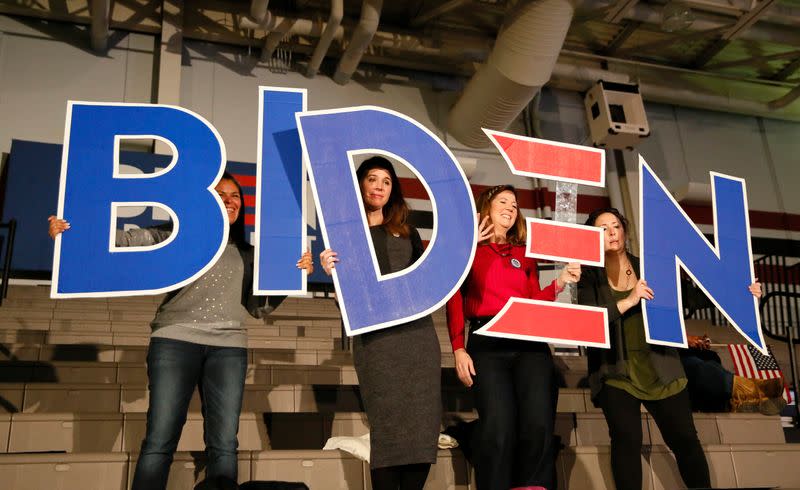 Supporters of Democratic U.S. presidential candidate and former Vice President Joe Biden cheer at his South Carolina primary night rally in Columbia, South Carolina, U.S.