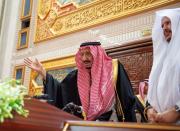 Saudi Arabia's King Salman bin Abdulaziz Al Saud arrives to address the Shura Council in Riyadh