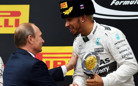 Vladimir Putin and Lewis Hamilton -  - Credit: Getty Images