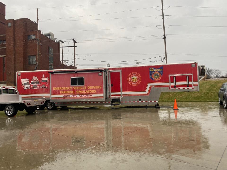 The Ohio Fire Academy's driving simulator was at the Shelby Fire Department this week, allowing area firefighters to practice and enhance their defensive driving skills behind the wheel of a fire engine. The training is free.