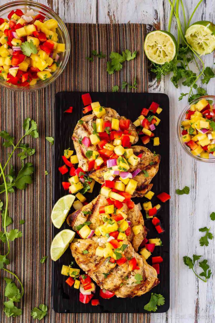 Lemon Garlic Grilled Chicken with Pineapple Salsa