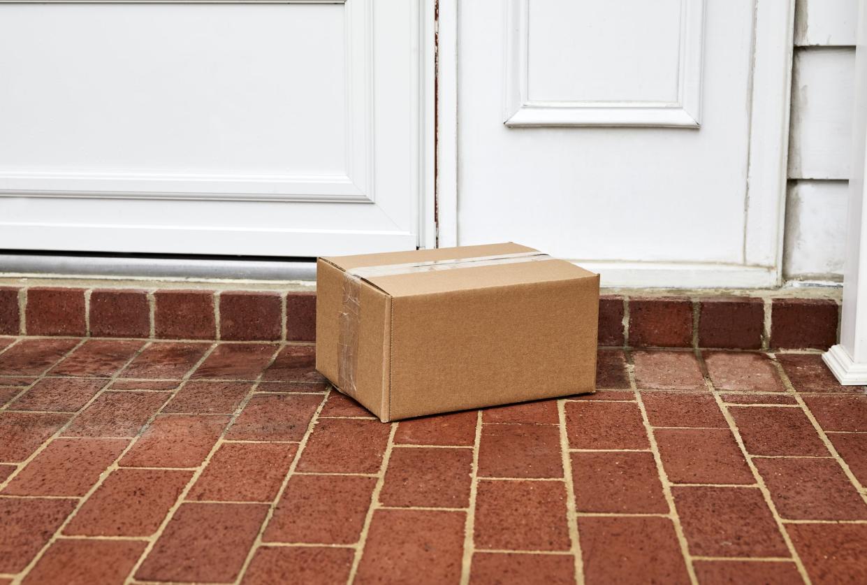 Cardboard box delivered to front door