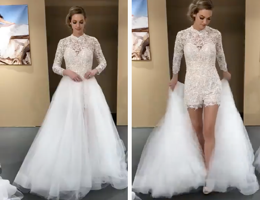 wedding bodysuit dress bride reveal