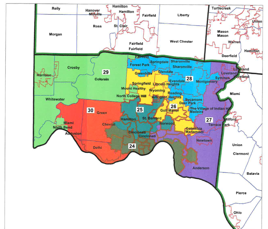 GOP map of proposed Ohio House districts in Hamilton County