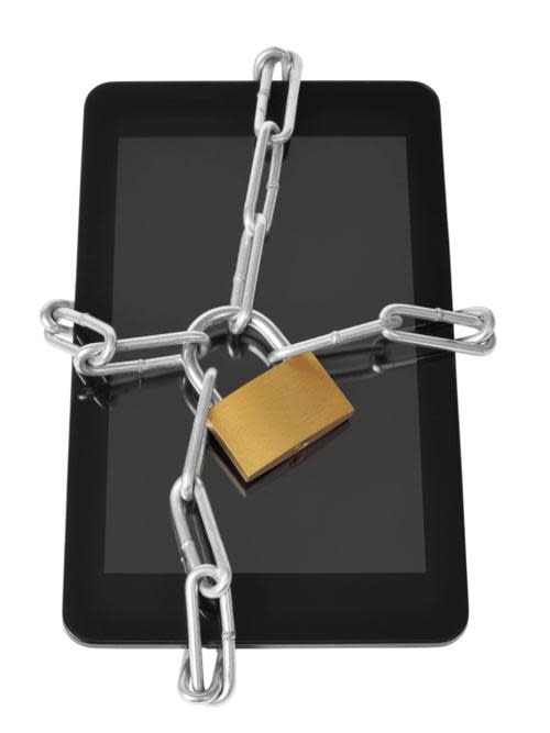 Tablet with padlock on it