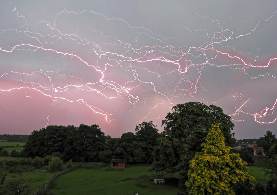 A composite photo of a lightning storm captured over the course of two hours by Mark Humpage (Picture: SWNS)