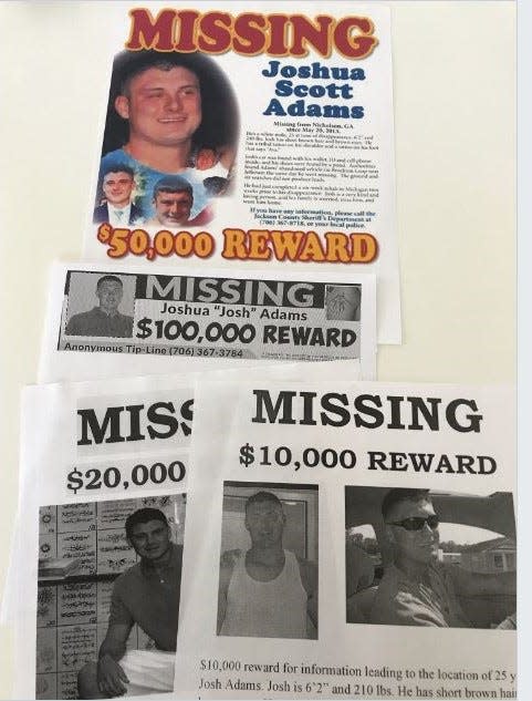 Various reward posters have been issued on the Josh Adams case over the years since he disappeared.