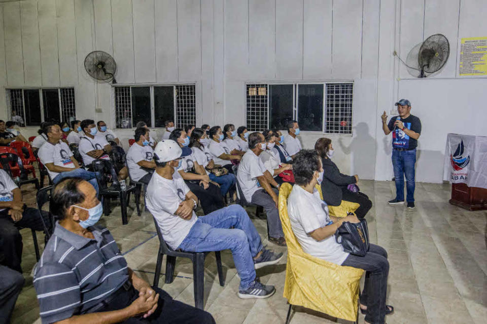 Warisan deputy president and Moyog candidate Darell Leiking speaks while campaigning in Moyog, Sabah September 20, 2020. — Picture by Firdaus Latif