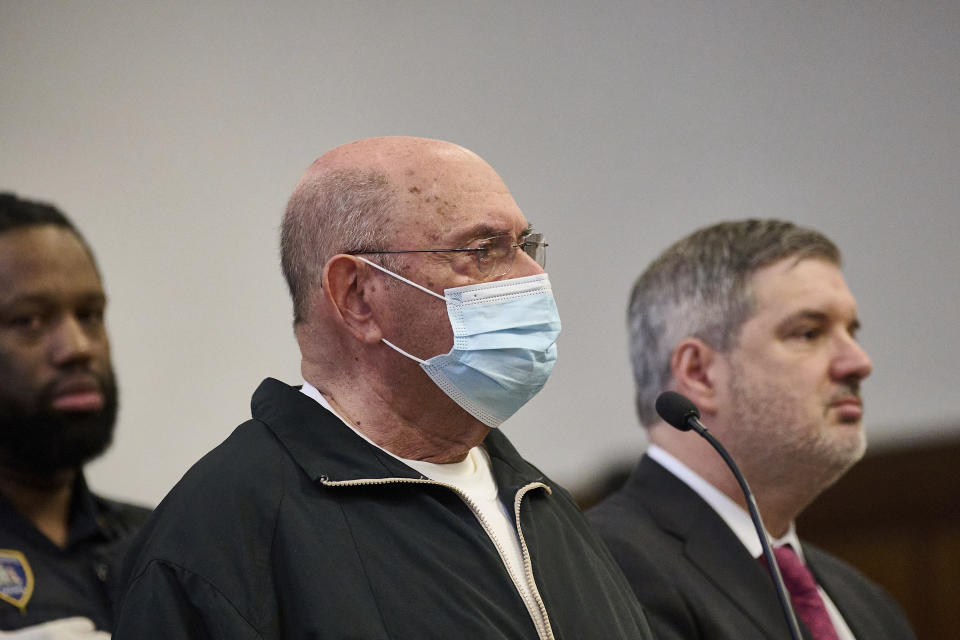 Former Trump executive Allen Weisselberg stands in court for sentencing on Wednesday, April 10, 2024 in New York. Weisselberg was sentenced to five months in jail for lying under oath during his testimony in the civil fraud lawsuit brought against the former president by New York’s attorney general. (Curtis Means/Daily Mail via AP, Pool)