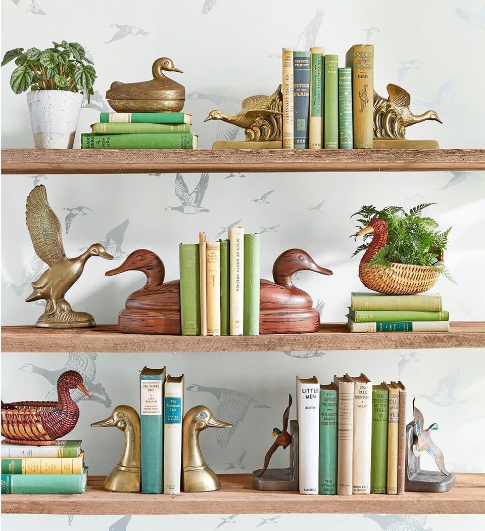 book shelf ideas with duck bookends