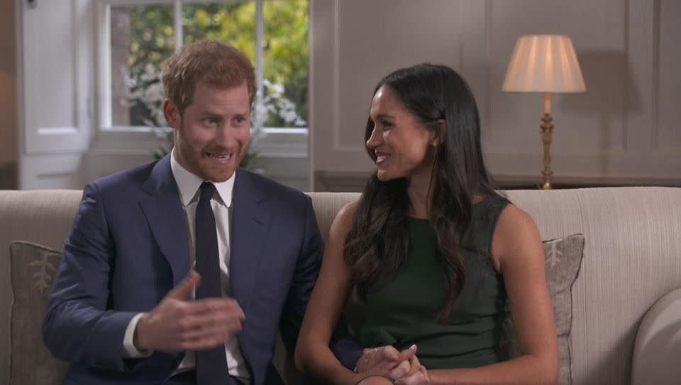 The loved-up couple couldn't hide their excitement as they talked about the proposal. Photo: BBC