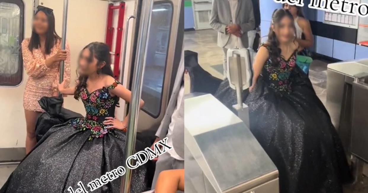 Quinceañera de la CDMX viaja en la ‘limusina naranja’ para ir a la misa. Foto: Captura de video TikTok vía @elchikilinavila