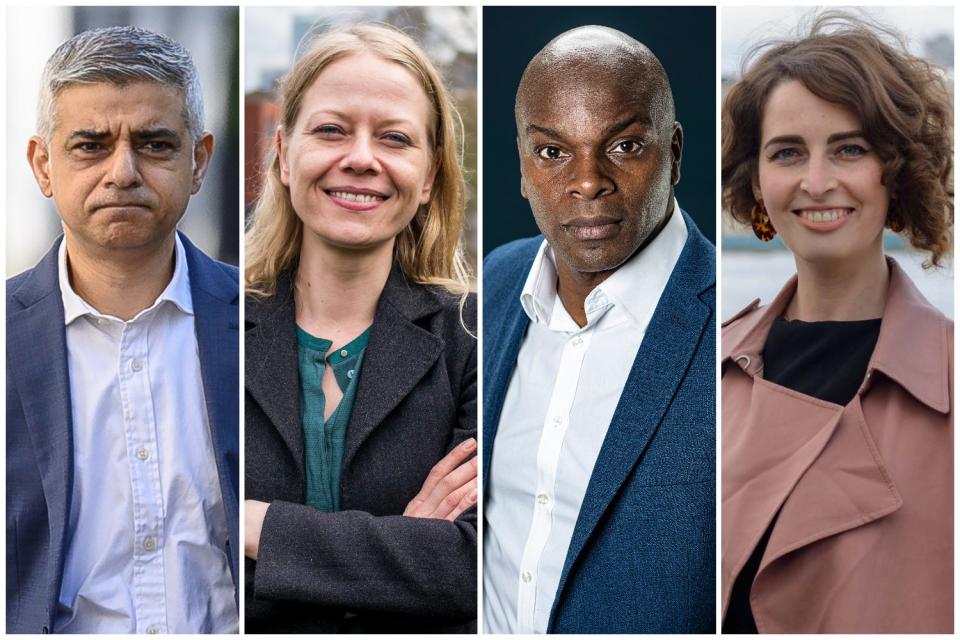 <p>Sadiq Khan, Sian Berry, Shaun Bailey and Luisa Porritt </p> (ES Composite)