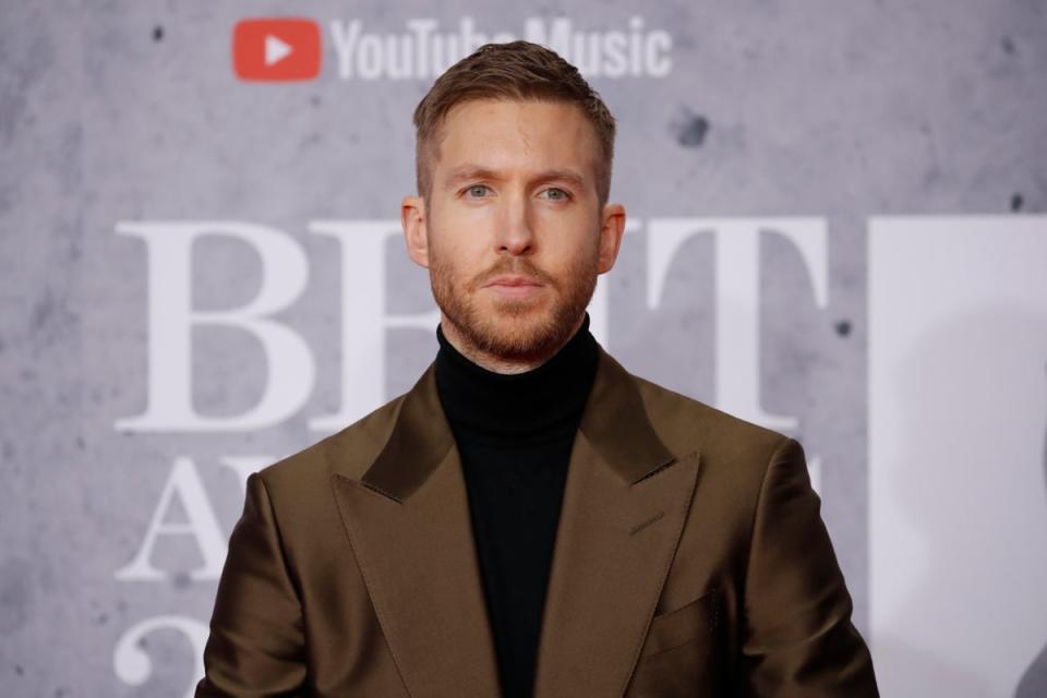 British DJ and musician Calvin Harris arriving at the Brit Awards in London on February 20, 2019 (Tolga Akmen/AFP/Getty Images)