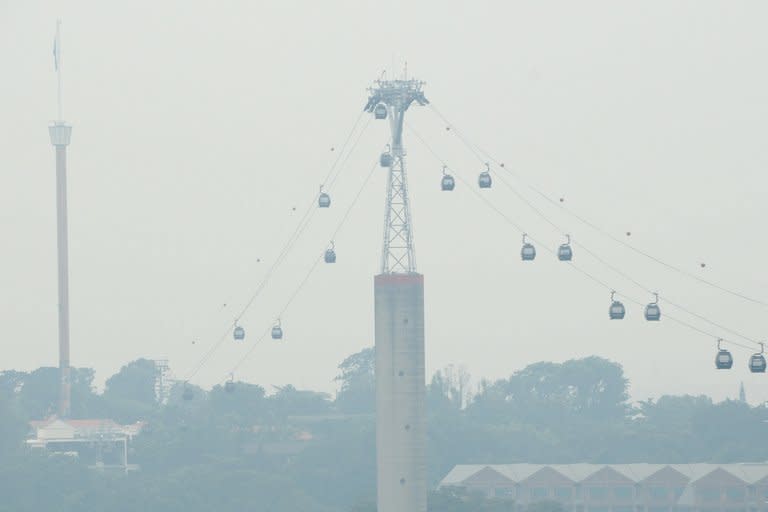 A view from Mount Faber shows haze covering Singapore, on June 17, 2013. Singapore urged Indonesia to take "urgent measures" as severe air pollution from a rash of forest fires on Sumatra island choked the densely populated city-state