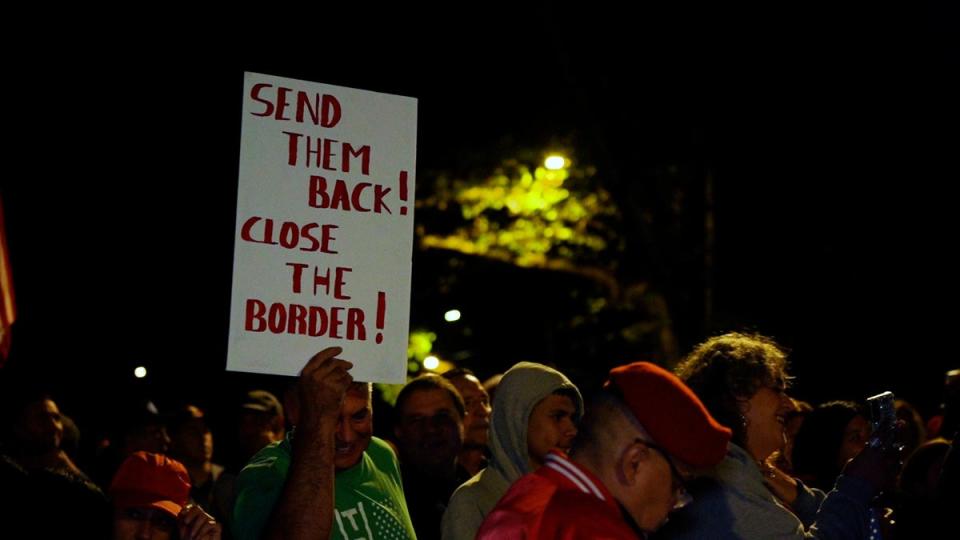 One of the signs at the Staten Island protest (Julia Saqui / The Independent)