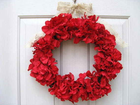 Red Hydrangea Wreath by A Work of Heart