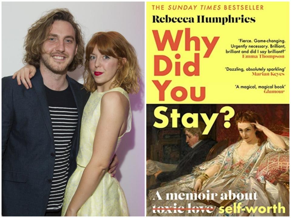 Seann Walsh and Rebecca Humphries, and her book ‘Why Did You Stay?’ (Shutterstock, Little Brown Book Group)