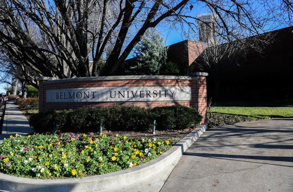 Belmont University is located on 17th avenue and Belmont Boulevard in Nashville, Tenn., Friday, Dec. 16, 2022. 