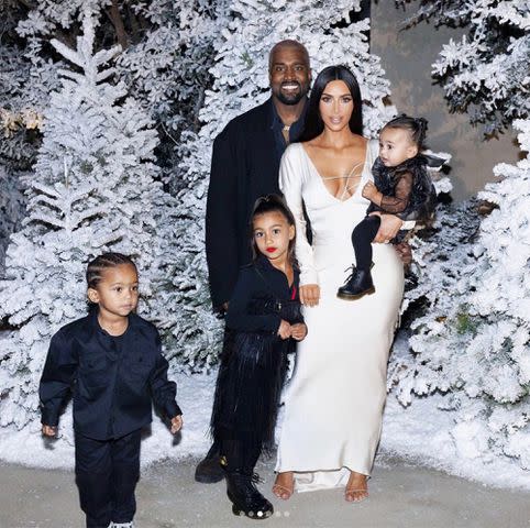 Kim Kardashian West/Instagram Kim Kardashian and Kanye West with three of their kids