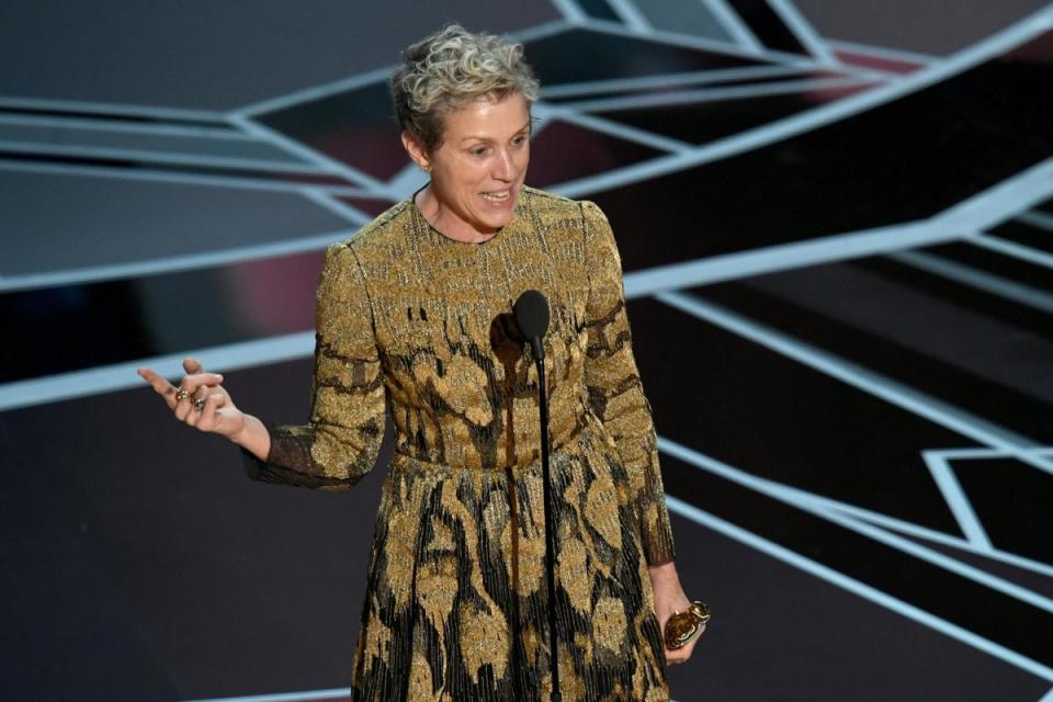 2018: Frances McDormand accepts Best Actress for 'Three Billboards Outside Ebbing, Missouri' (Getty Images)