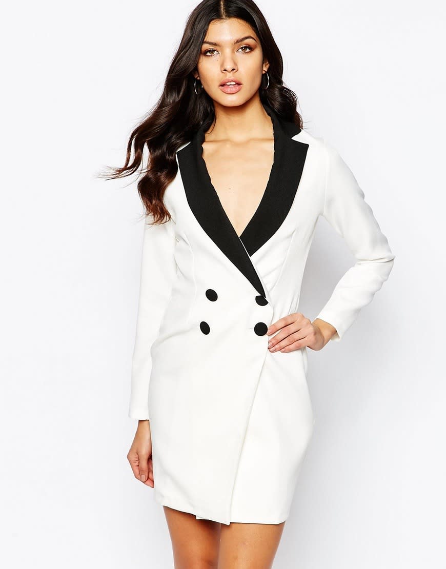 Vesper Tux Dress with Contrast Buttons, $135.95 