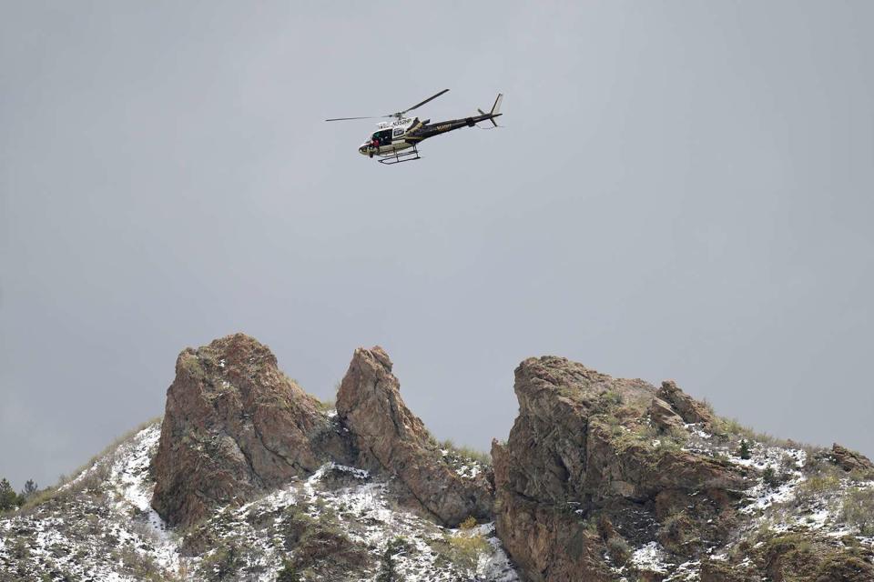 <p>AP Photo/Rick Bowmer</p> A Utah Department of Public Safety helicopter is pictured on May 9, 2024.