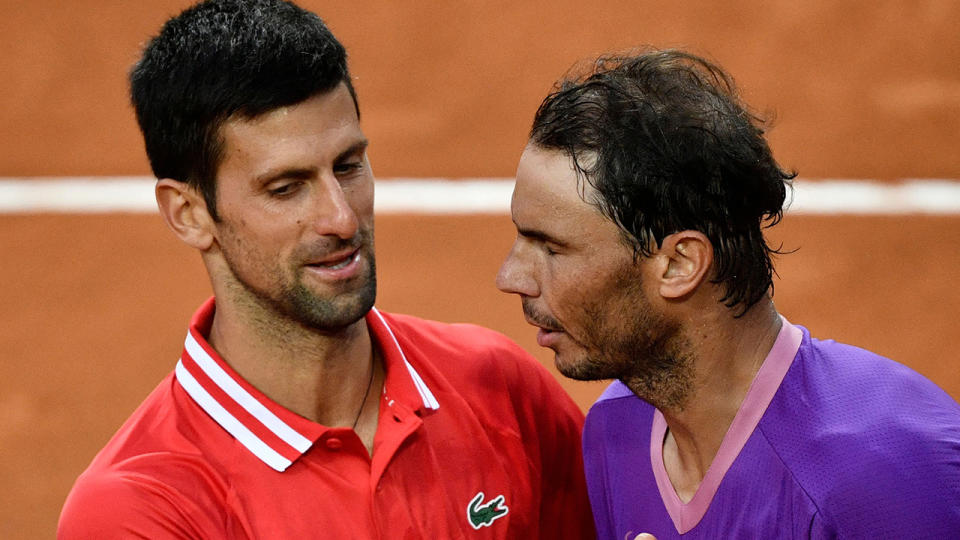 Rafael Nadal defeated Novak Djokovoc in three sets in the final of the Italian Open last weekend. (Photo by FILIPPO MONTEFORTE/AFP via Getty Images)