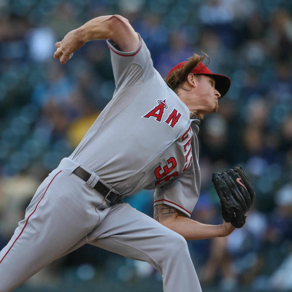 Jered Weaver在2012年單季20勝。（Photo by Otto Greule Jr/Getty Images）