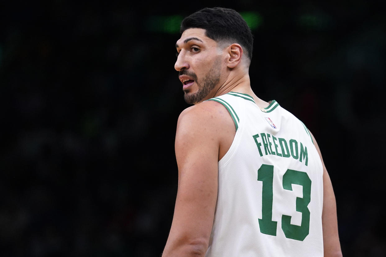 Enes Kanter Freedom playing for the Boston Celtics. 