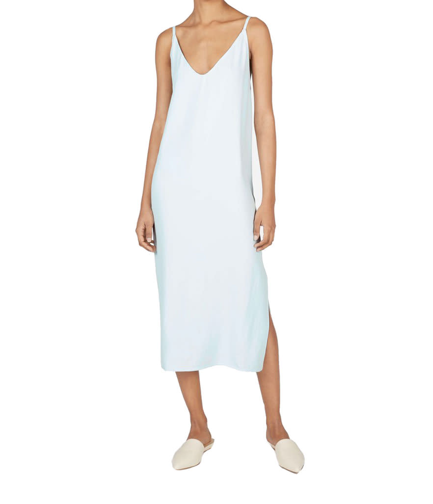 <p>The Japanese GoWeave long slipdress, $88, <a rel="nofollow noopener" href="https://www.everlane.com/products/womens-japanese-goweave-slip-dress-mint?collection=dresses" target="_blank" data-ylk="slk:everlane.com;elm:context_link;itc:0;sec:content-canvas" class="link ">everlane.com </a> </p>