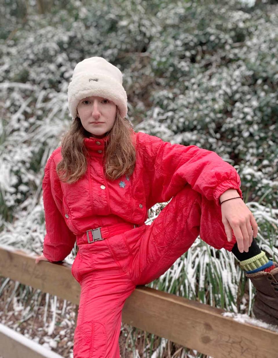 Barnes picked up this bright red retro 1980s ski suit for £10. (Collect/PA Real Life)