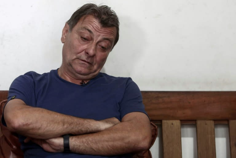 Italian fugitive Cesare Battisti during an interview with AFP in Cananeia, Brazil, as he awaits a court ruling on his possible extradition to Italy where he was convicted of four murders