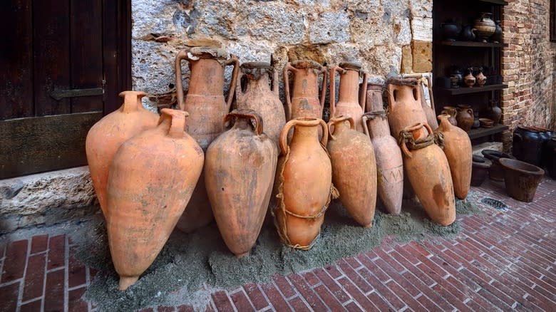 Ancient clay jars that might have been filled with beer