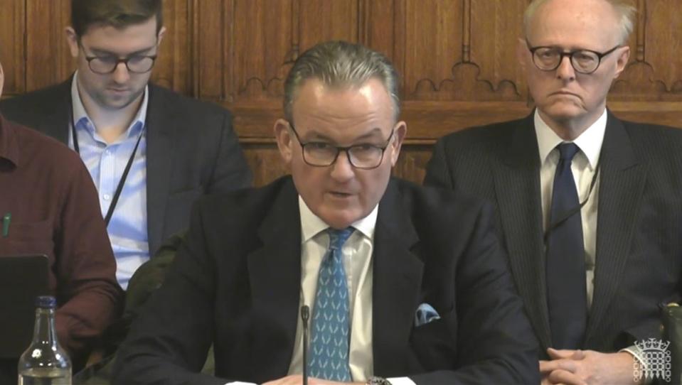 David Neal, former Independent Chief Inspector of Borders and Immigration giving evidence to the Home Office Select Committee in the House of Commons (House of Commons/UK Parliament/PA Wire)