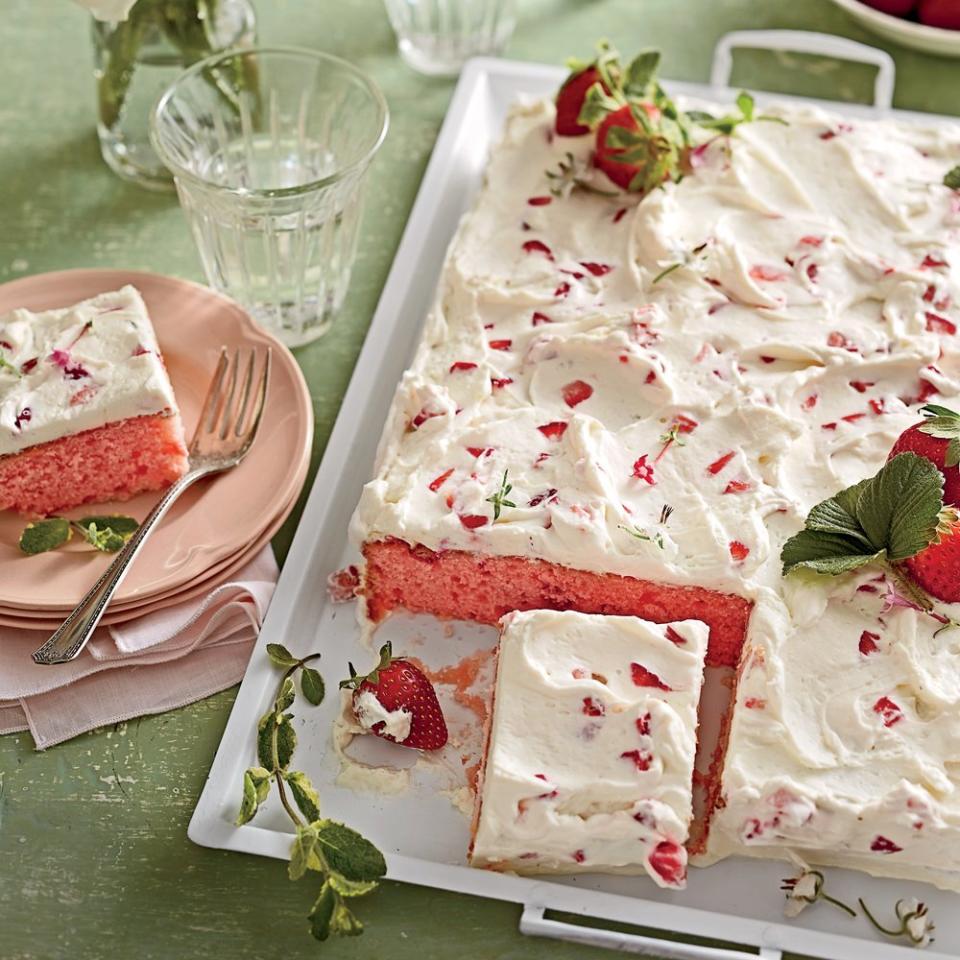 Strawberries-and-Cream Sheet Cake