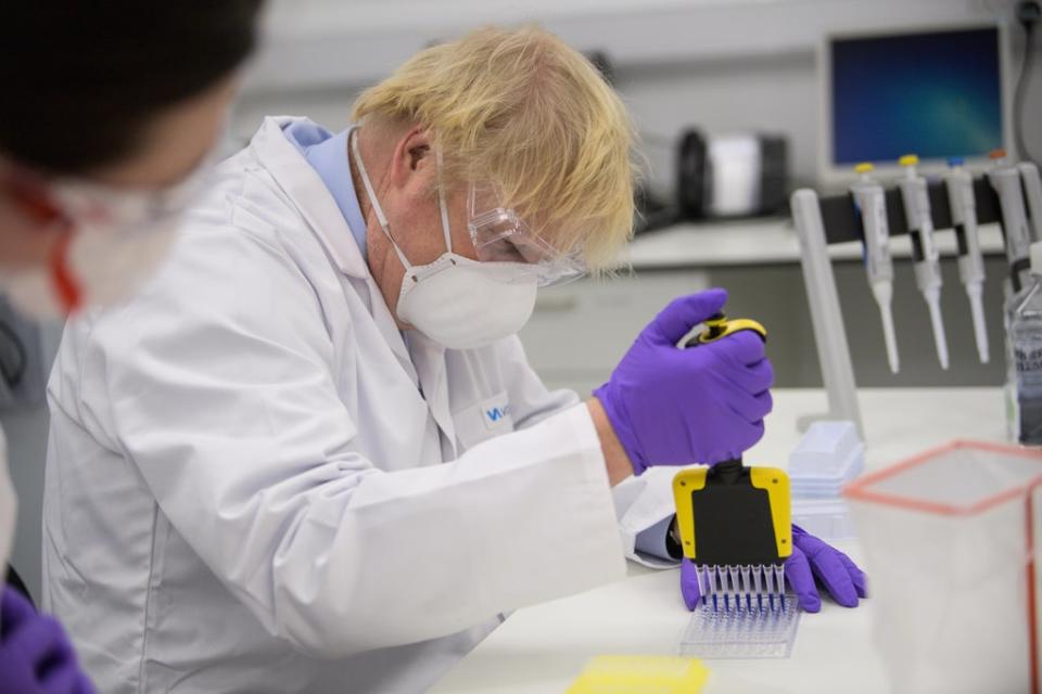 Prime Minister Boris Johnson visited the French biotechnology laboratory Valneva in Livingston in January (PA) (PA Archive)