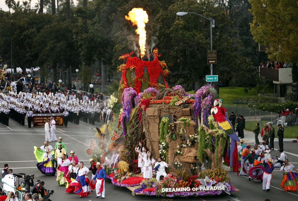 The Dole Dreaming of Paradise float is the winner of the Sweepstakes trophy, for the most beautiful entry, in the 124th Rose Parade in Pasadena, Calif., Tuesday, Jan. 1, 2013. (AP Photo/Patrick T. Fallon)