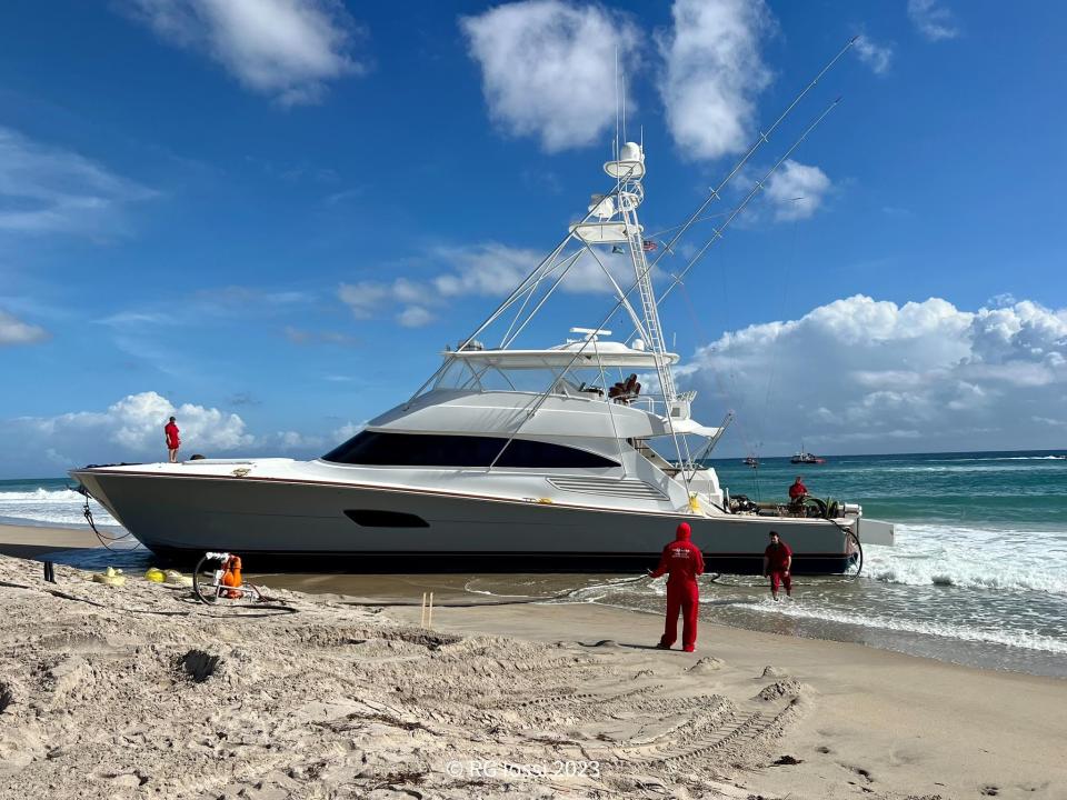 The vessel, called Past Time, spent most of a weekend on the Florida beach.