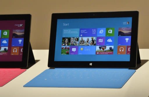 Microsoft's new tablet Surface is displayed during a press conference in June, in Hollywood, California. It's beginning to look a lot like a big season in the United States for mobile gadgets, with the still-rumored launch by Apple in September of a new iPhone, expected to ignite fresh growth in the smartphone market in the US and worldwide