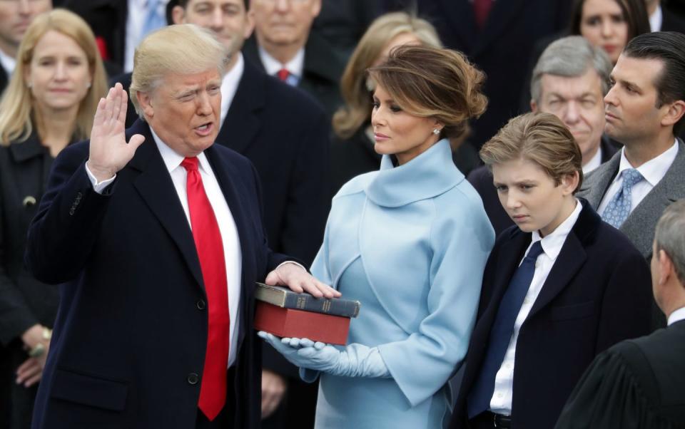 The whole family attends the presidential inauguration.