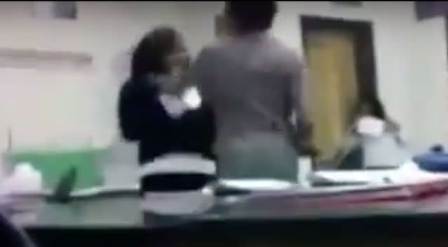 Both teacher and student were suspened after the brawl. Photo: Screenshot