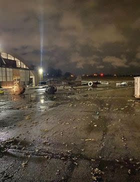 An iWitness 7 viewer shared photos reporting storm damage at Building 4 in Area B of Wright-Patterson AFB.