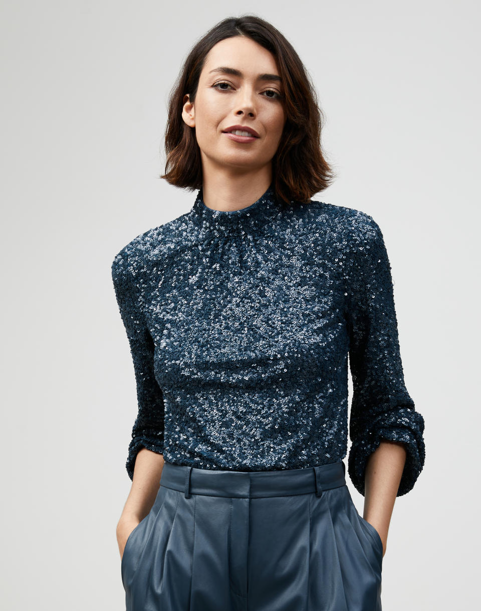 Lafayette148 Shimmering Sequins Blouse