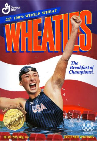 Amy Van Dyken on the Wheaties box.